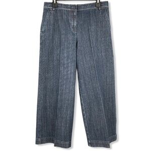 ST. JOHN COLLECTION Women’s Size 8 Blue Denim Wide Leg Capris Length Jea…
